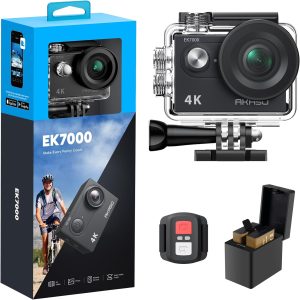 AKASO EK7000 4K30FPS 20MP WiFi Action Camera with EIS Ultra HD 131FT Waterproof Underwater Camera Remote Control 4X Zoom Support External Microphone Black
